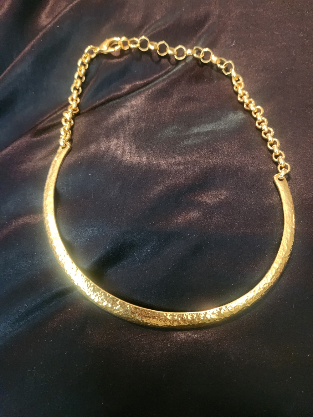BARRERA Hammered Gold Collar Necklace for Women - Marked